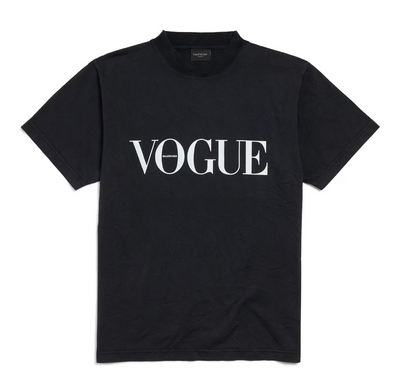 Balenciaga Vogue T-Shirt Small Fit in faded black vintage jersey