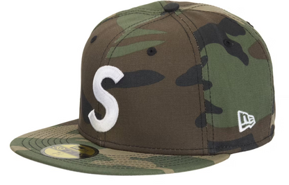 Supreme Screw Ball S Logo New Era 59Fifty Fitted Hat Woodland Camo