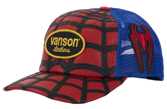 Supreme Vanson Leathers Spider-Man Mesh Back 6-Panel Hat Red