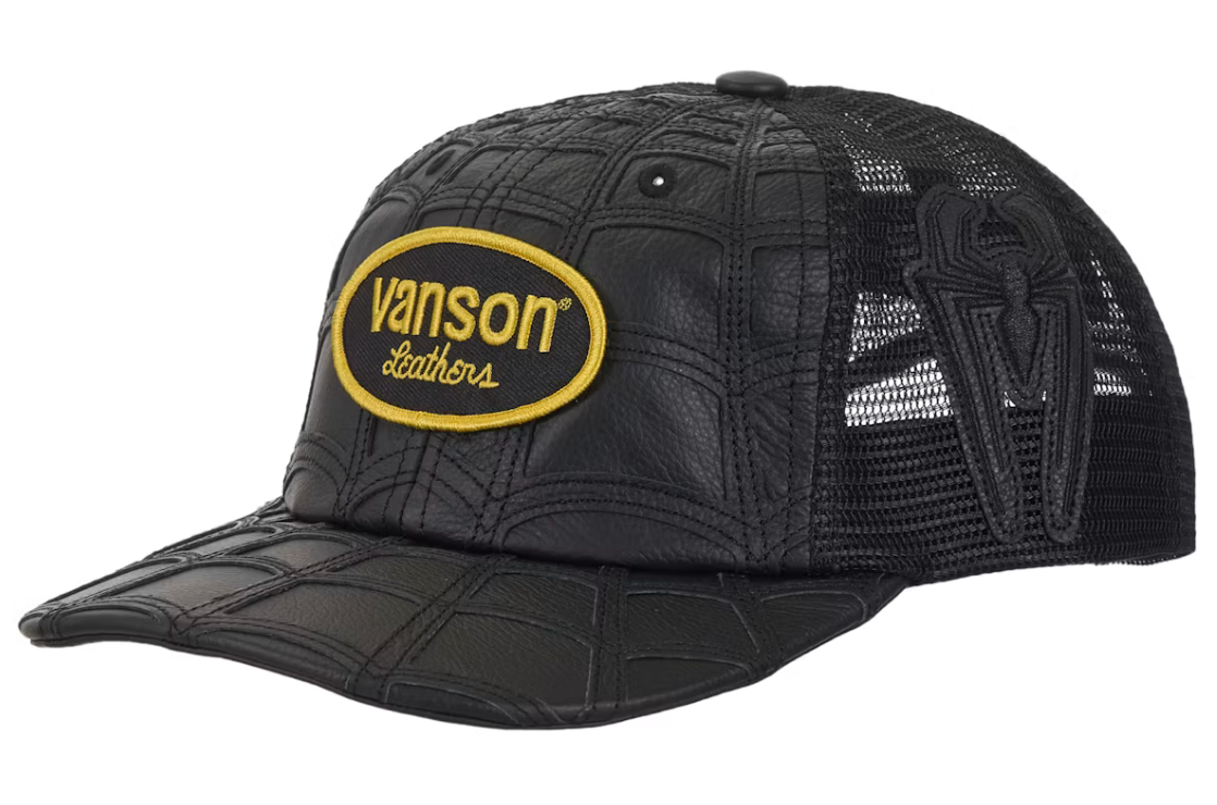 Supreme Vanson Leathers Spider-Man Mesh Back 6-Panel Hat Black