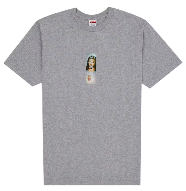 Supreme Prayer Card Box Logo Tee Heather Grey