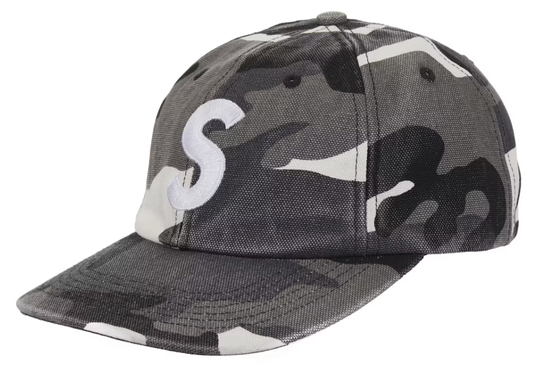 Supreme Pigment Coated Canvas S Logo 6-Panel Snow Camo