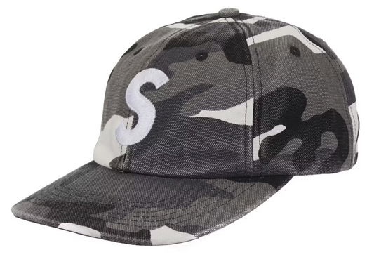 Supreme Pigment Coated Canvas S Logo 6-Panel Snow Camo