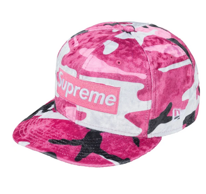 Supreme Crushed Velvet Box Logo New Era Pink Camo