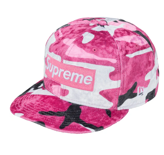 Supreme Crushed Velvet Box Logo New Era Pink Camo