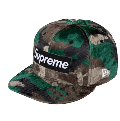 Supreme Crushed Velvet Box Logo New Era Woodland Camo