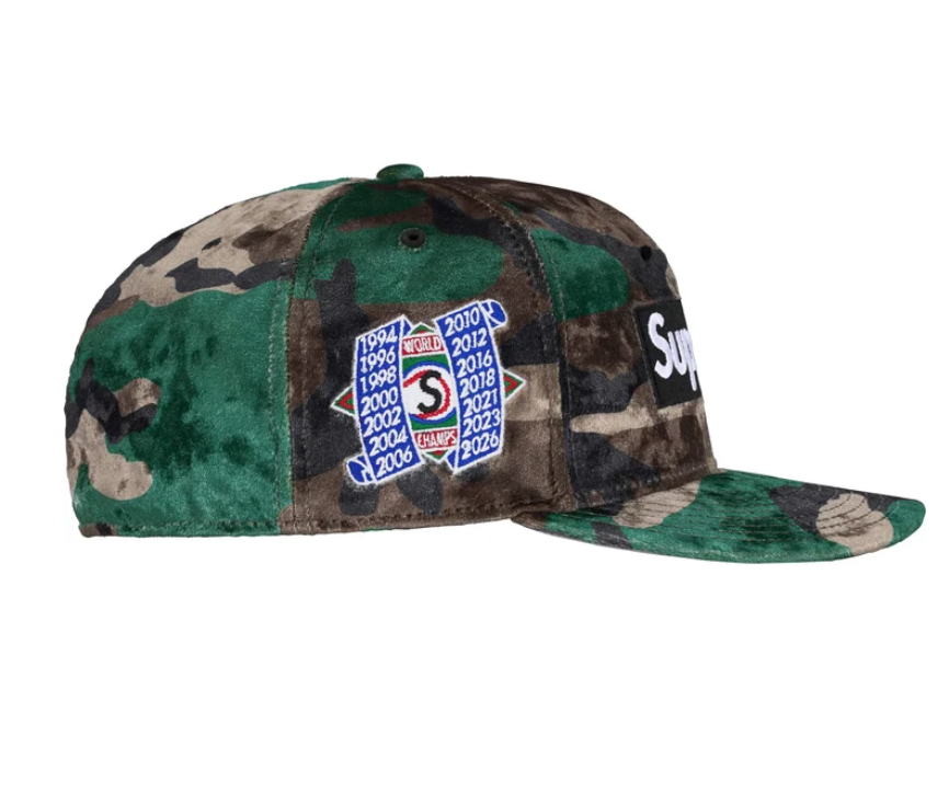 Supreme Crushed Velvet Box Logo New Era Woodland Camo