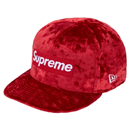 Supreme Crushed Velvet Box Logo New Era Red
