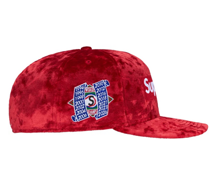 Supreme Crushed Velvet Box Logo New Era Red