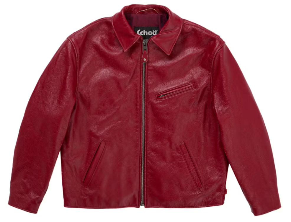 Supreme Schott Distressed Leather Jacket Red