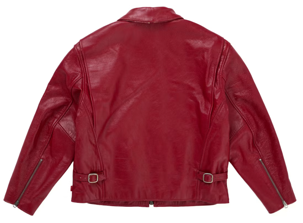 Supreme Schott Distressed Leather Jacket Red