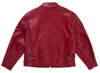 Supreme Schott Distressed Leather Jacket Red