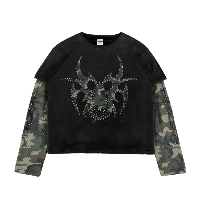 Chew Forever Black Camo Silver Studded Roach Longsleeve