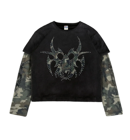 Chew Forever Black Camo Silver Studded Roach Longsleeve
