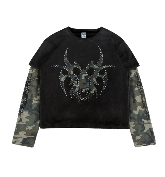 Chew Forever Black Camo Silver Studded Roach Longsleeve
