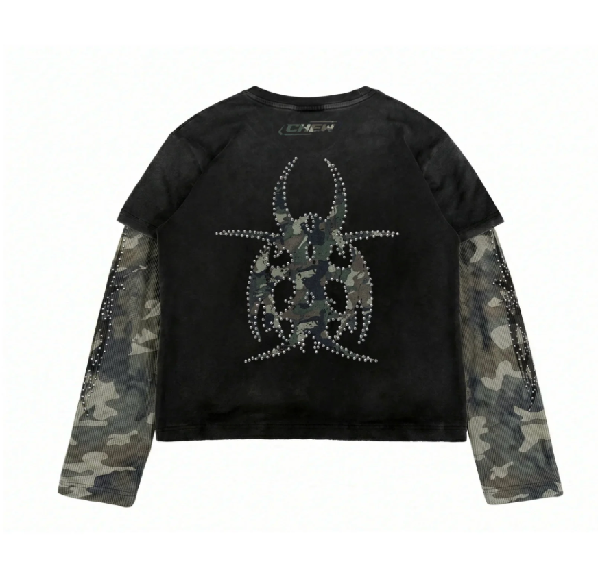Chew Forever Black Camo Silver Studded Roach Longsleeve