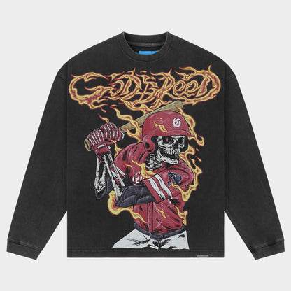 Godspeed Slugger LS T-shirt NG – Koszulka z Długim Rękawem Sprana Czerń