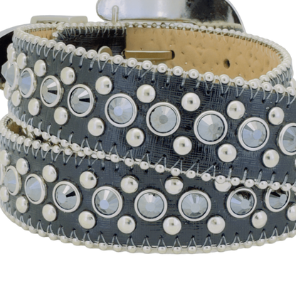 B.B. Simon Belt The Skinny Kish Black Ink Jet Hematite