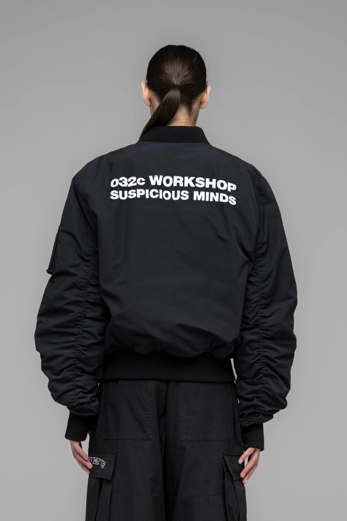 032c "SUSPICIOUS MINDS" BOMBER JACKET BLACK