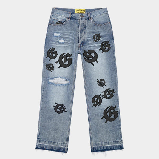 Godspeed Scattered GS Logo Denim Blue Wash