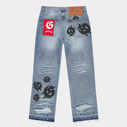 Godspeed Scattered GS Logo Denim Blue Wash