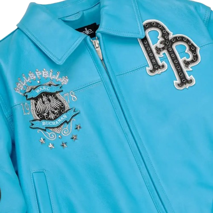 Pelle Pelle Women's World Famous Leather Jacket Tint Blue White