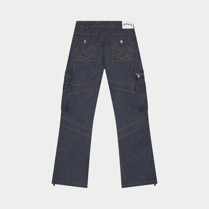 Godspeed Rockstar Flare Cargo Denim Raw Blue