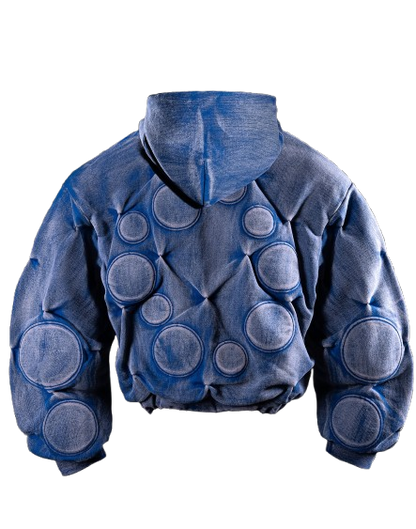 Bad Son ‘Oxygen’ Padded Zip-Up Hoodie Faded Cobalt