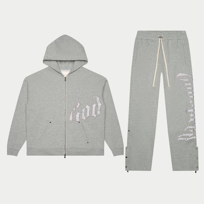 Godspeed OG Logo Sweatsuit V2 Grey Silver Satin