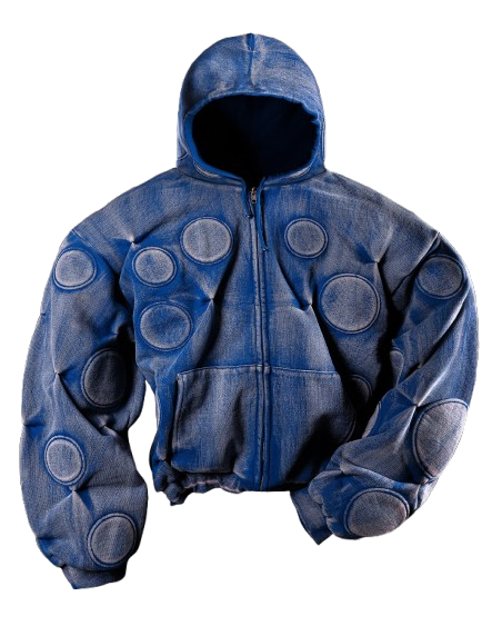 Bad Son ‘Oxygen’ Padded Zip-Up Hoodie Faded Cobalt