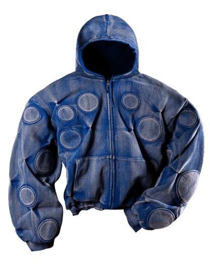 Bad Son ‘Oxygen’ Padded Zip-Up Hoodie Faded Cobalt