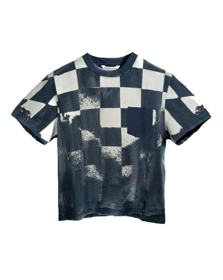 Bad Son ‘Checkerboard’ T-Shirt Vintage Navy