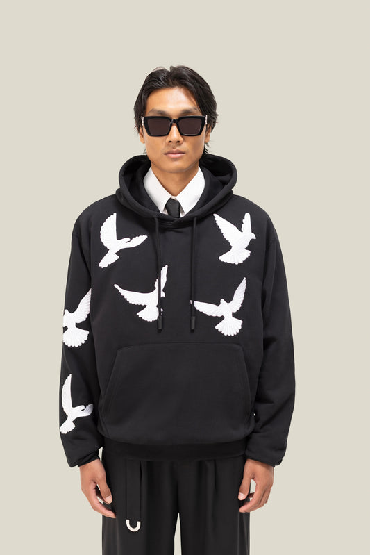 3.Paradis Flying Doves Hooded Sweater Black