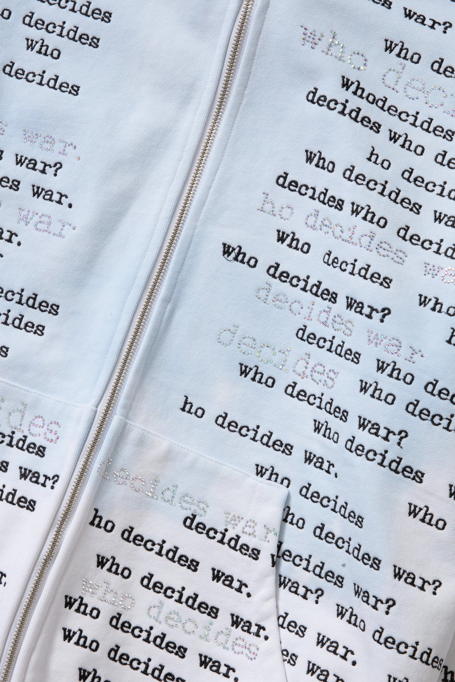 Who Decides War Scripture Zipper Hoodie Sky
