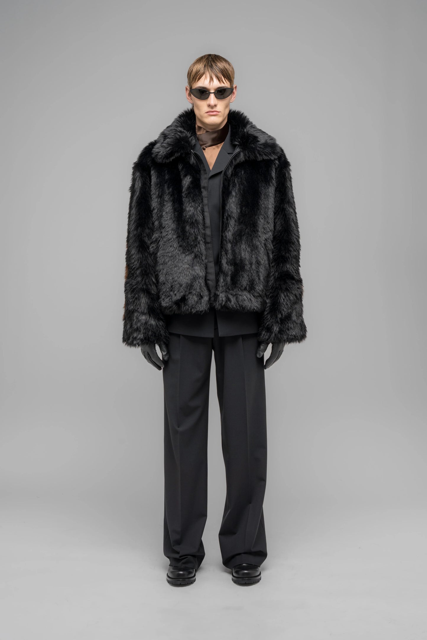 032c "MUDDY" FAUX FUR BLOUSON BLACK