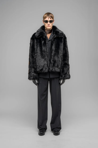 032c "MUDDY" FAUX FUR BLOUSON BLACK