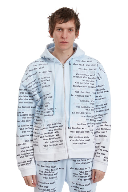 Who Decides War Scripture Zipper Hoodie Sky