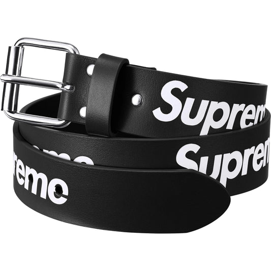 Supreme Repeat Leather Belt Black