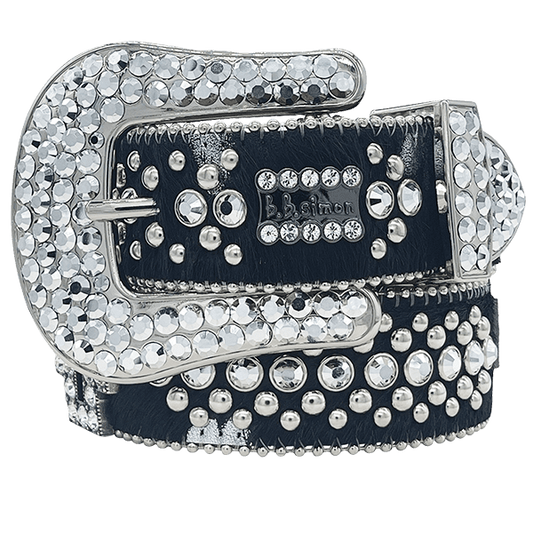 B.B. Simon Zafirah Belt Black & Chrome