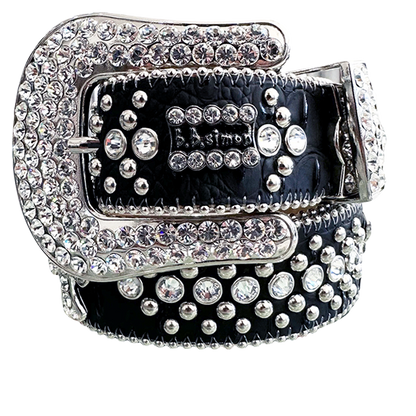 B.B. Simon Belt Adabelle Western 2 Black & Clear