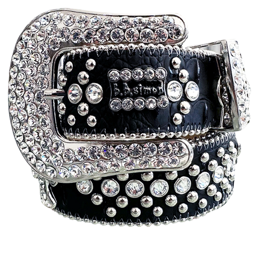 B.B. Simon Belt Adabelle Western 2 Black & Clear