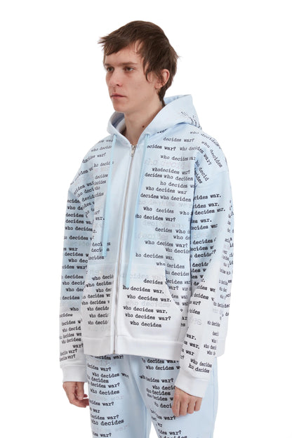 Who Decides War Scripture Zipper Hoodie Sky