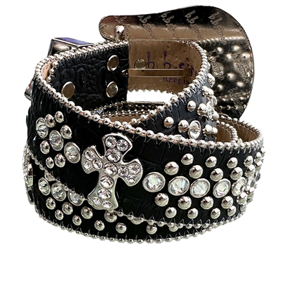 B.B. Simon Belt Adabelle Western 2 Black & Clear