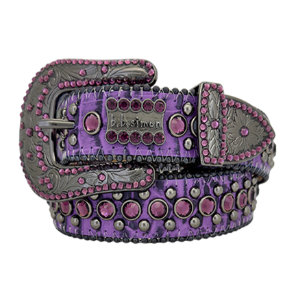 B.B. Simon Belt Western Skinny Indigo Lt.Amethyst