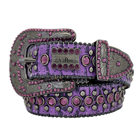 B.B. Simon Belt Western Skinny Indigo Lt.Amethyst