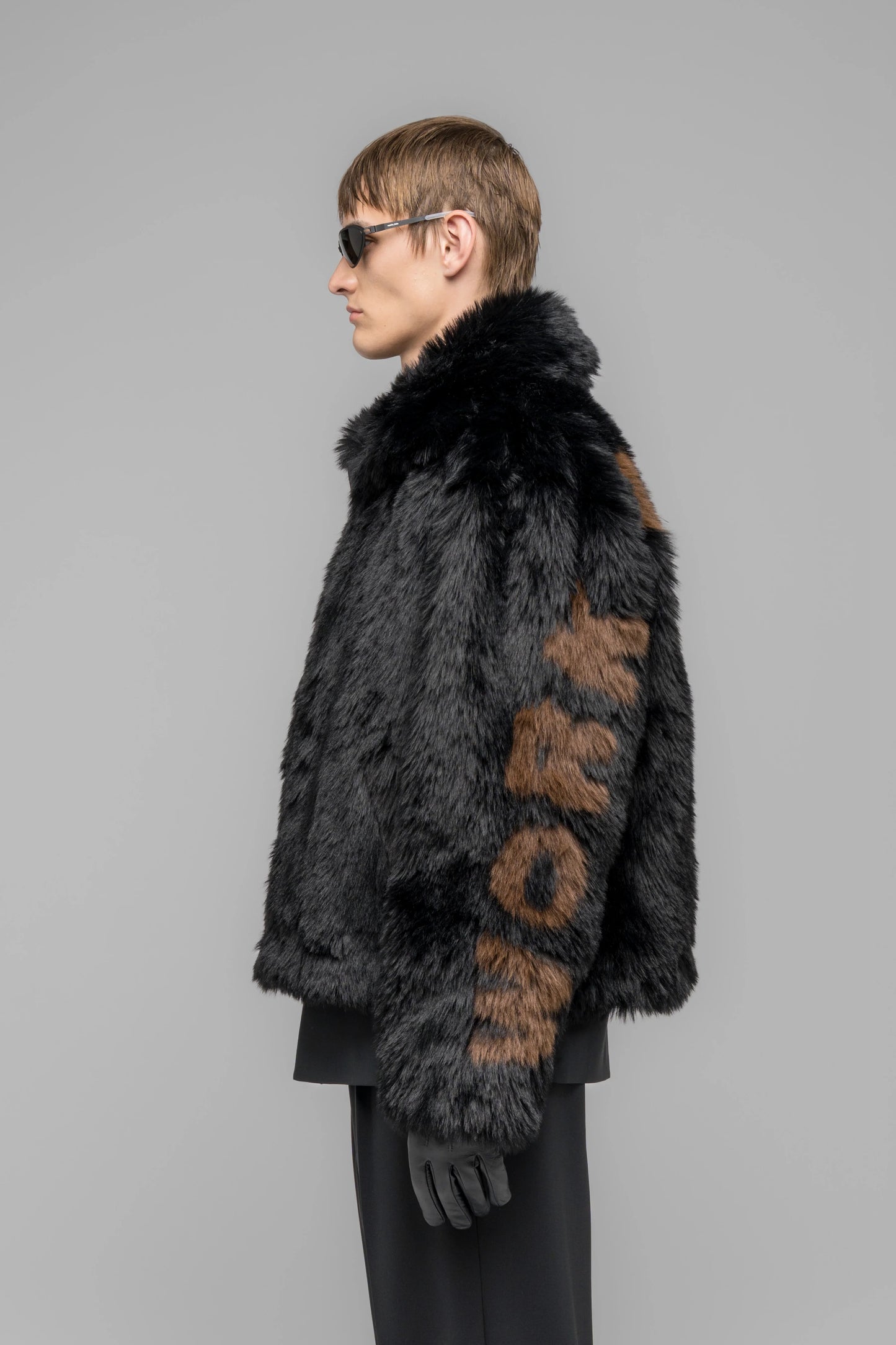 032c "MUDDY" FAUX FUR BLOUSON BLACK