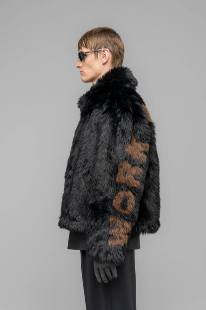 032c "MUDDY" FAUX FUR BLOUSON BLACK