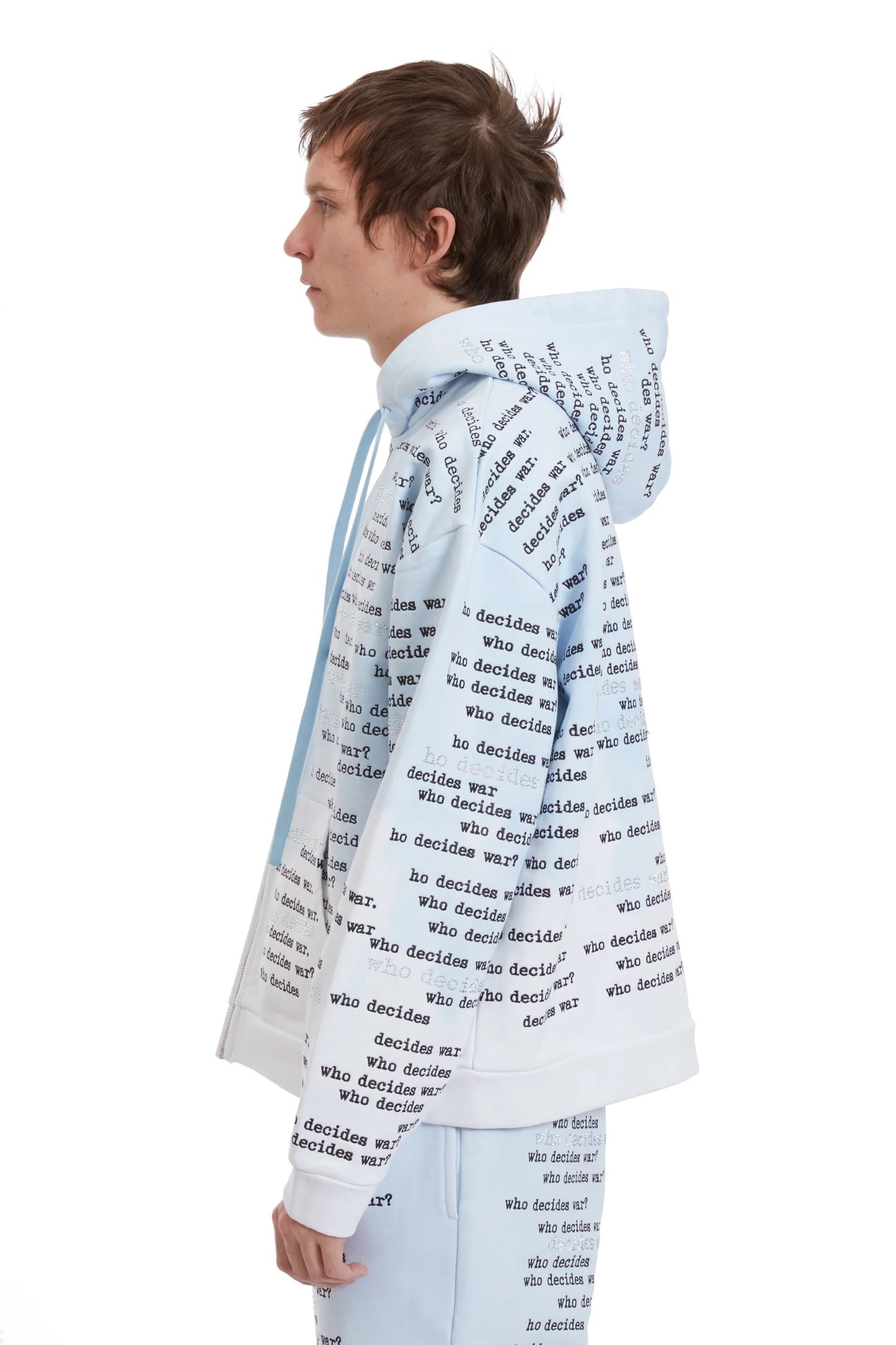 Who Decides War Scripture Zipper Hoodie Sky