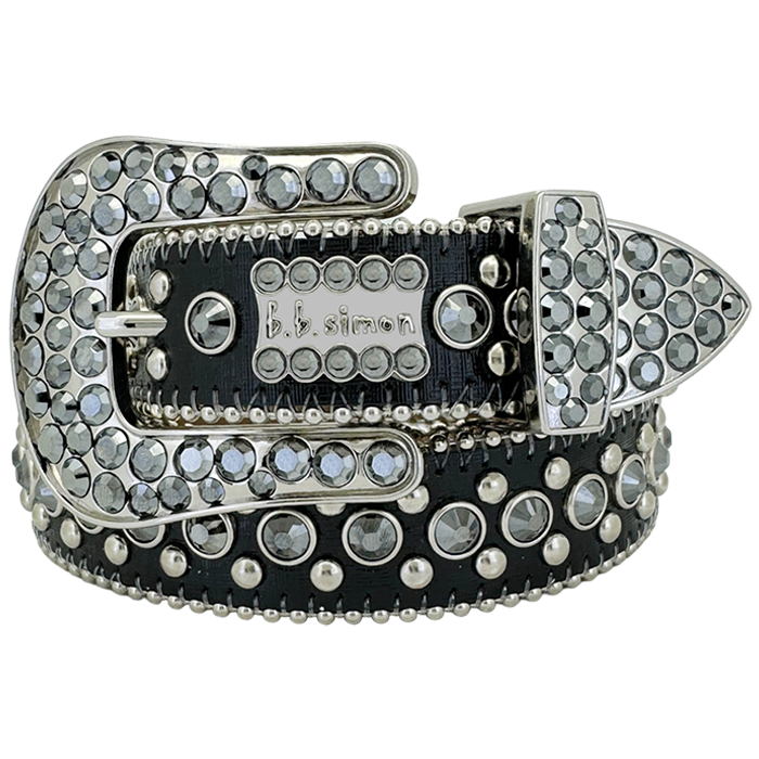 B.B. Simon Belt The Skinny Kish Black Ink Jet Hematite