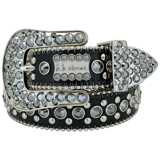 B.B. Simon Belt The Skinny Kish Black Ink Jet Hematite